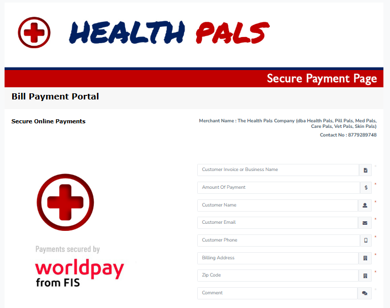 health palls secure payments page